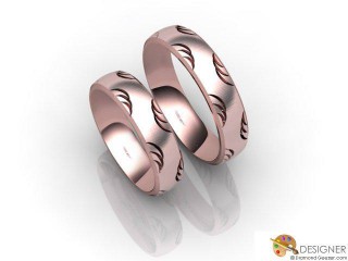 His and Hers Matching Set 18ct. Rose Gold Court Wedding Ring-D20174-0403-000P