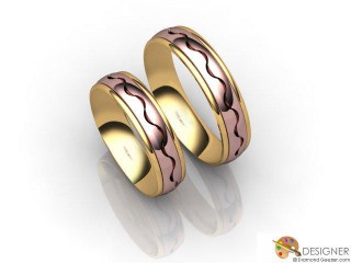 His and Hers Matching Set 18ct. Rose and Yellow Gold Court Wedding Ring-D20191-2501-000P