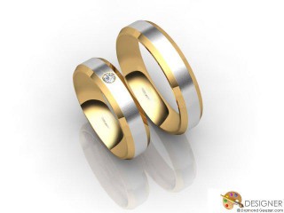 His and Hers Matching Set 18ct. Yellow and White Gold Court Wedding Ring-D20192-2801-001P