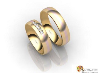 His and Hers Matching Set 18ct. Rose and Yellow Gold Court Wedding Ring-D20197-2503-005P