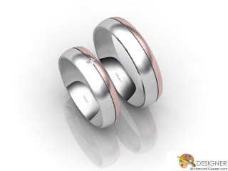 His and Hers Matching Set 18ct. White and Rose Gold Court Wedding Ring-D20203-2403-001P