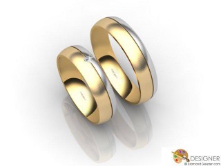 His and Hers Matching Set 18ct. Yellow and White Gold Court Wedding Ring-D20203-2803-001P