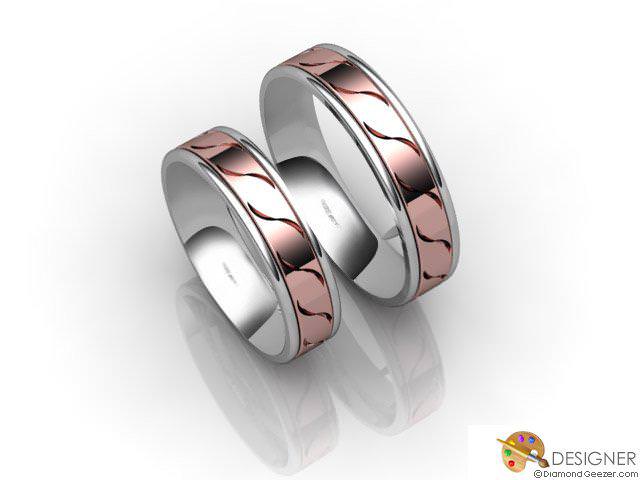 His and Hers Matching Set 18ct. White and Rose Gold Court Wedding Ring