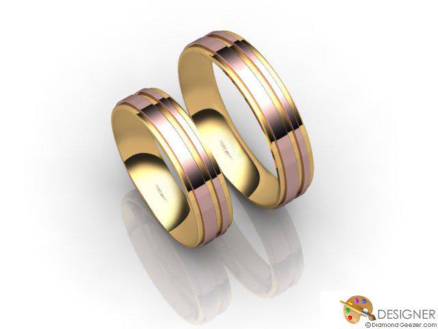 His and Hers Matching Set 18ct. Rose and Yellow Gold Court Wedding Ring