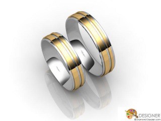 His and Hers Matching Set 18ct. Yellow and White Gold Court Wedding Ring-D20206-2801-000P