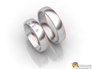 His and Hers Matching Set 18ct. White and Rose Gold Court Wedding Ring-D20219-2403-003P