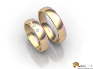 His and Hers Matching Set 18ct. Rose and Yellow Gold Court Wedding Ring-D20219-2503-003P