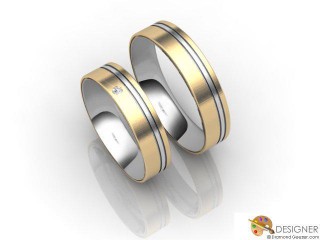 His and Hers Matching Set 18ct. Yellow and White Gold Court Wedding Ring-D20223-2803-001P