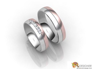 His and Hers Matching Set 18ct. White and Rose Gold Court Wedding Ring-D20242-2403-006P
