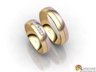 His and Hers Matching Set 18ct. Rose and Yellow Gold Court Wedding Ring-D20242-2503-006P