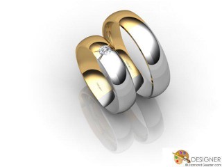 His and Hers Matching Set 18ct. Yellow and White Gold Court Wedding Ring-D20247-2801-001P