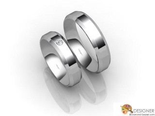 His and Hers Matching Set Platinum Flat-Court Wedding Ring-D20398-0101-001P