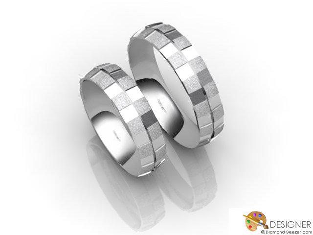 His and Hers Matching Set Platinum Court Wedding Ring