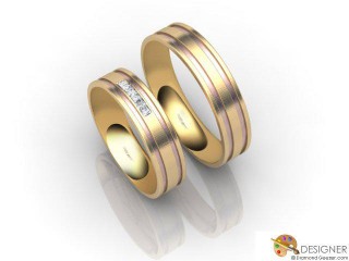 His and Hers Matching Set 18ct. Rose and Yellow Gold Court Wedding Ring-D20485-2503-005P