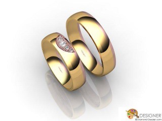 His and Hers Matching Set 18ct. Rose and Yellow Gold Court Wedding Ring-D20488-2503-005P