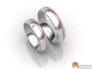 His and Hers Matching Set 18ct. White and Rose Gold Court Wedding Ring-D20495-2403-001P