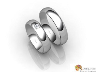 His and Hers Matching Set Platinum Court Wedding Ring-D20514-0101-001P