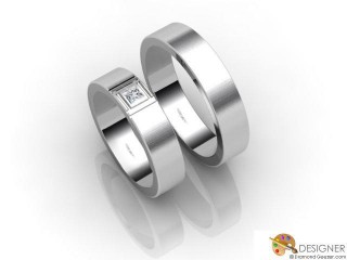 His and Hers Matching Set Palladium Flat-Court Wedding Ring-D20519-6603-001P