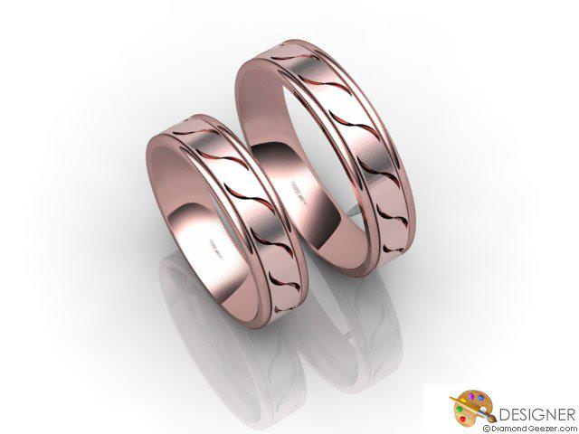 His and Hers Matching Set 18ct. Rose Gold Flat-Court Wedding Ring
