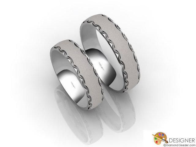 His and Hers Matching Set 18ct. White Gold Court Wedding Ring