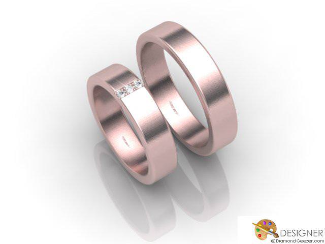 His and Hers Matching Set 18ct. Rose Gold Flat-Court Wedding Ring
