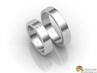 His and Hers Matching Set Palladium Flat-Court Wedding Ring-D20895-6603-003P