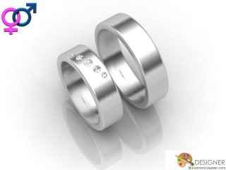 His and Hers Matching Set Platinum Flat-Court Wedding Ring-D20909-0103-001P