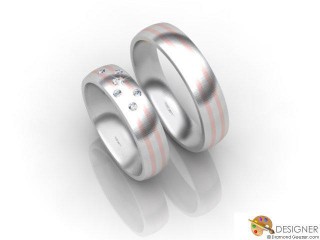 His and Hers Matching Set 18ct. White and Rose Gold Court Wedding Ring-D20910-2403-006P
