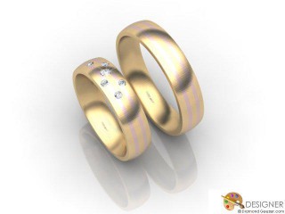His and Hers Matching Set 18ct. Rose and Yellow Gold Court Wedding Ring-D20910-2503-006P