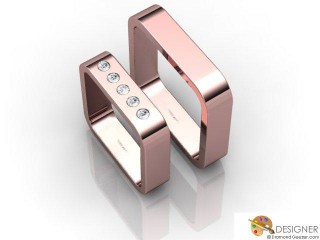 His and Hers Matching Set 18ct. Rose Gold Court Wedding Ring-D20924-0403-005P