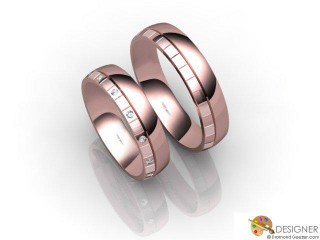 His and Hers Matching Set 18ct. Rose Gold Court Wedding Ring-D21106-0401-014P