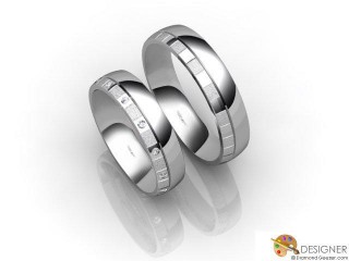 His and Hers Matching Set 18ct. White Gold Court Wedding Ring-D21106-0501-014P