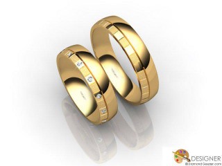 His and Hers Matching Set 18ct. Yellow Gold Court Wedding Ring-D21106-1801-014P