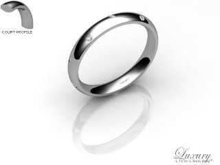 Women's Diamond Scatter Platinum 3mm. Court Wedding Ring-PLAT10D-3CHL