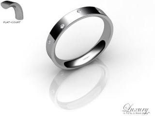 Women's Diamond Scatter Platinum 3mm. Flat-Court Wedding Ring-PLAT10D-3FCHL