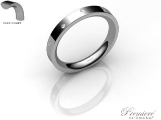 Women's Diamond Scatter Platinum 3mm. Flat-Court Wedding Ring-PLAT10D-3FCXL
