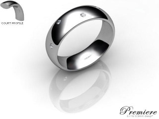 Men's Diamond Scatter Platinum 6mm. Court Wedding Ring-PLAT10D-6CXG