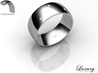 Men's Diamond Scatter Platinum 8mm. Court Wedding Ring-PLAT10D-8CHG