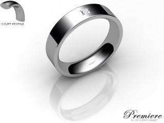 Men's Single Diamond Platinum 5mm. Flat-Court Wedding Ring-PLAT1XPD-5FCXG