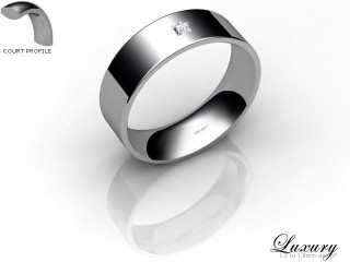 Men's Single Diamond Platinum 6mm. Flat-Court Wedding Ring-PLAT1XPD-6FCHG
