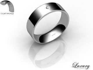 Men's Single Diamond Platinum 6mm. Flat-Court Wedding Ring-PLAT1XRD-6FCHG