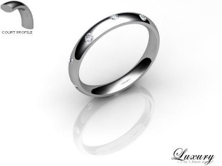 Women's Diamond Scatter Platinum 3mm. Court Wedding Ring-PLAT25D-3CHL