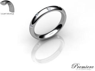 Women's Diamond Scatter Platinum 3mm. Court Wedding Ring-PLAT25D-3CXL