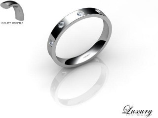 Women's Diamond Scatter Platinum 3mm. Flat-Court Wedding Ring-PLAT25D-3FCHL
