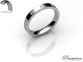 Men's Diamond Scatter Platinum 3mm. Flat-Court Wedding Ring-PLAT25D-3FCXG
