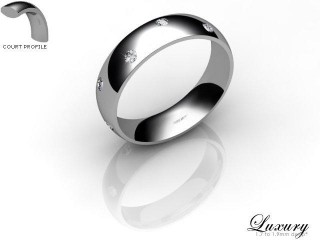 Men's Diamond Scatter Platinum 5mm. Court Wedding Ring-PLAT25D-5CHG