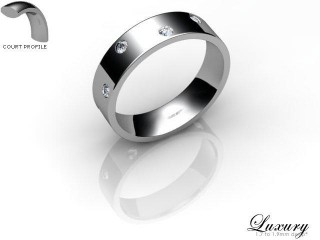 Women's Diamond Scatter Platinum 5mm. Flat-Court Wedding Ring-PLAT25D-5FCHL