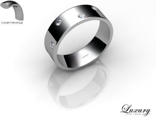 Women's Diamond Scatter Platinum 6mm. Flat-Court Wedding Ring-PLAT25D-6FCHL