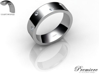 Men's Diamond Scatter Platinum 6mm. Flat-Court Wedding Ring-PLAT25D-6FCXG