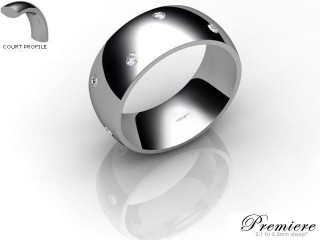 Men's Diamond Scatter Platinum 8mm. Court Wedding Ring-PLAT25D-8CXG